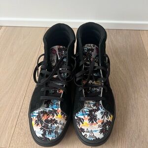 Men’s Custom Vans Black and Patterned Skateboard Shoes